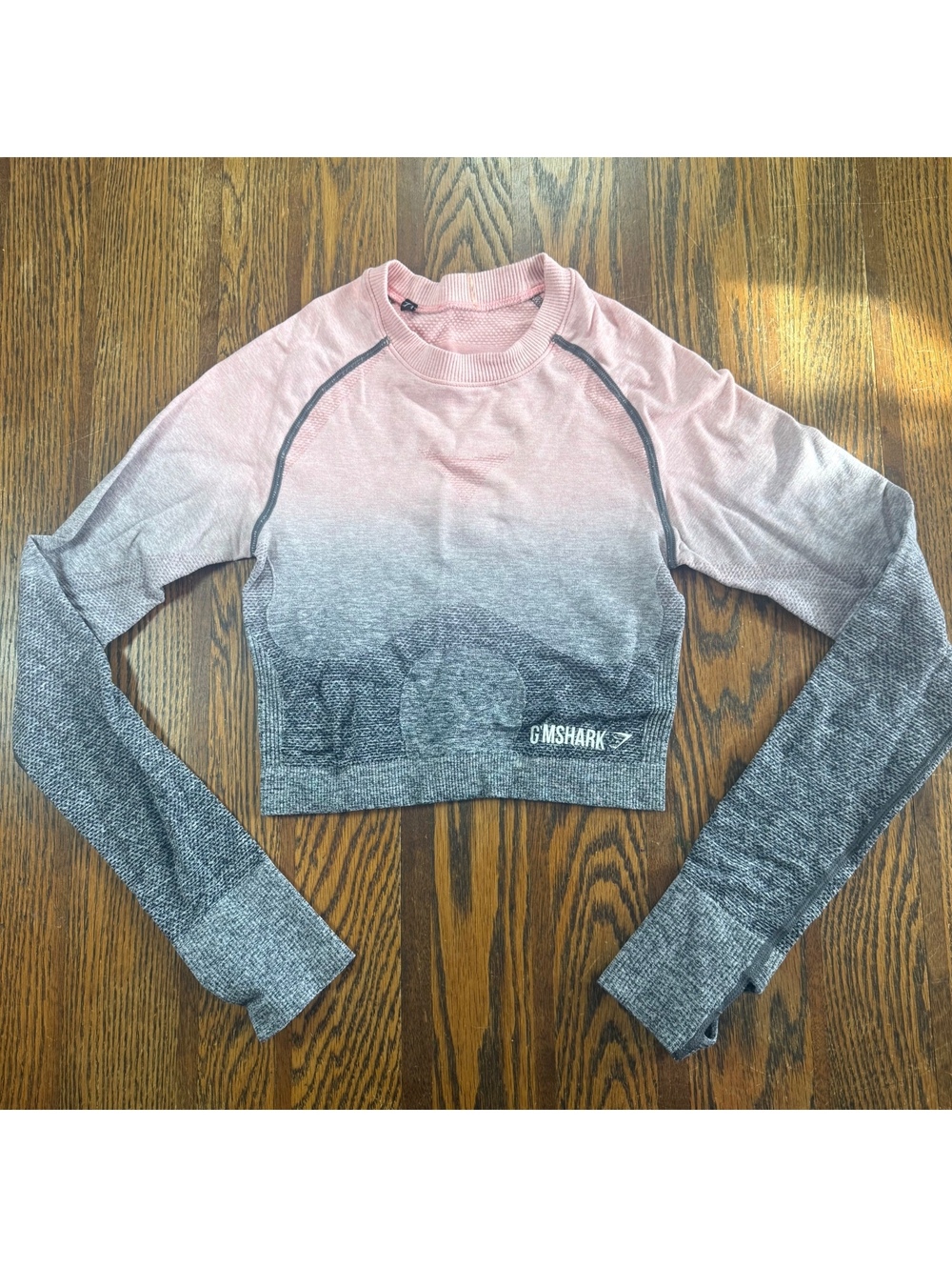 Gymshark Adapt Ombre Seamless Long Sleeve Crop Top Pink Grey Black Size XS